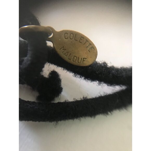 Vtg 1990's Colette Malouf Signed Silver Tone Textured & Black Ponytail Elastic - Picture 6 of 6